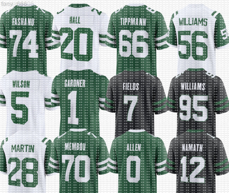 nfl Jets Jersey Joe Namath Joe Klecko Curtis Martin Ahmad Sauce Gardner Garrett Wilson Breece Hall Quinnen Williams Braelon Allen Justin Fields Jermaine Johnson II