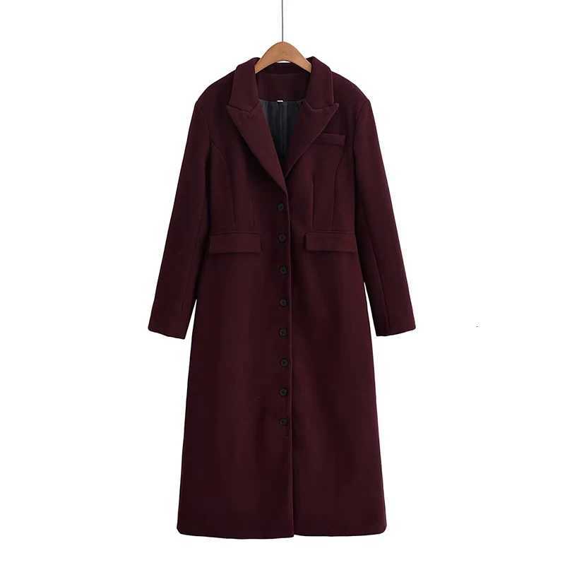 YENKYE Fashion Women Single Breasted Elegant Long Woolen Coat Lapel Collar High Street Autumn Winter Warm OuterwearT251101