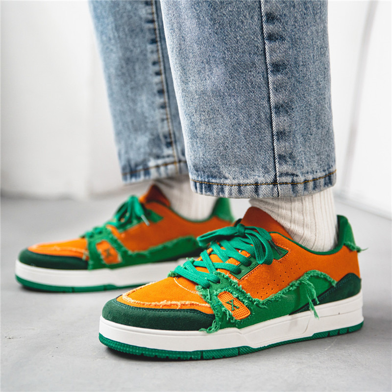 Ddmyoutdoor Spring Fashion Orange Men S Designer Sneakers Skateboard Outdoor Sports Platform Skate Shoes Trainers Zapatillas Hombre Outdoor Shoes