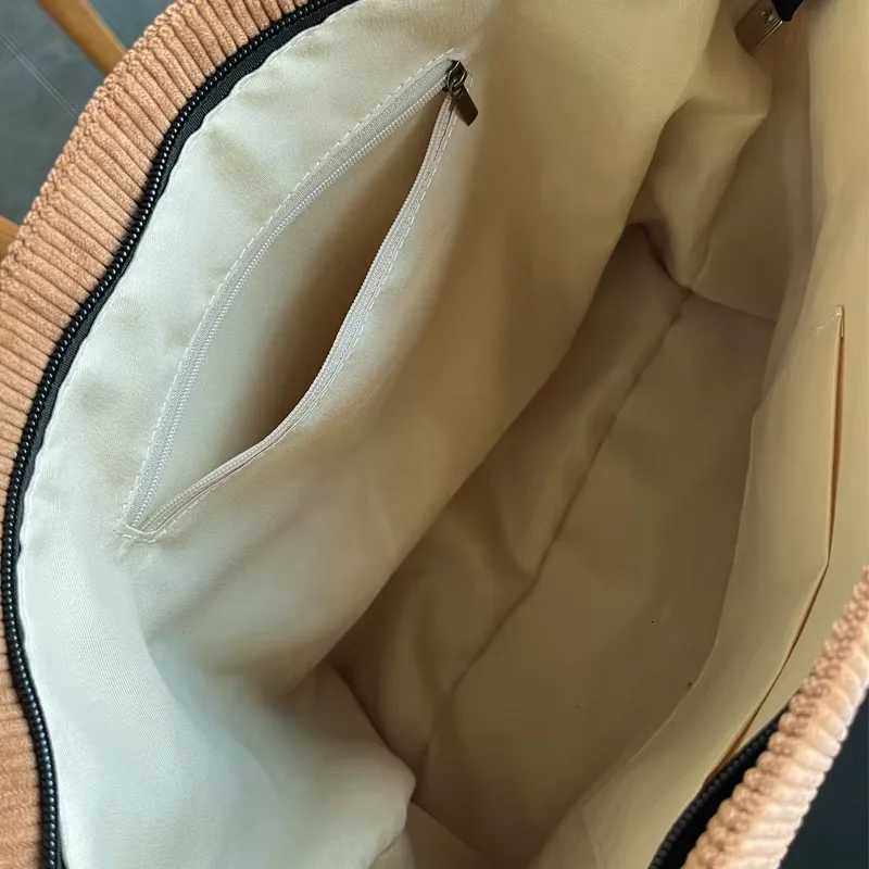 JIOMAY White Corduroy Shoulder Bag for Women 2025 Adjustable Strap Large Capacity Handbag Leisure Shopping Bag Crossbody BagW251101