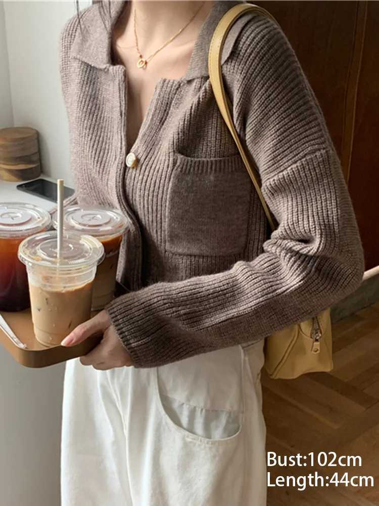 New Fashion Short Cardigan Womens Sweater Autumn Winter Long Sleeve Single Breasted Sweater Coat Office Lady Casual Winter TopsT251101
