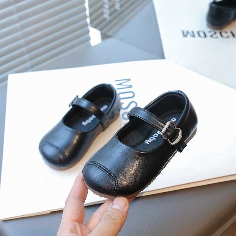 2025 New Girls Dress Shoes Simple Soft Toddler Little Kid Solid Strap Ballet Mary Jane Ballerina Flats Toddler Girl Leather ShoeT251101