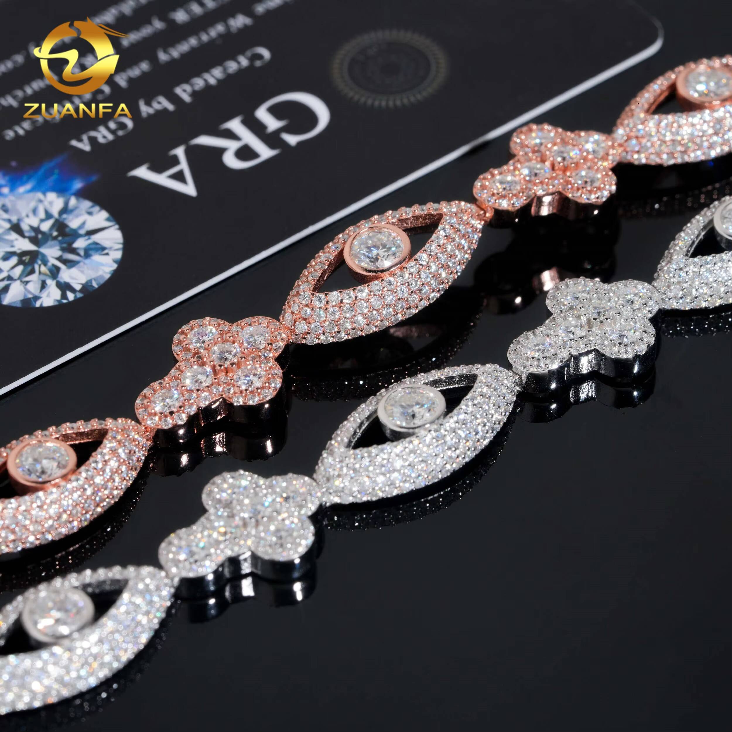 Trending 126mm Cross Evil Eyes Moissanite Bracelet Cuban Link Chain Moissanite Cuban Chain Moissanite Cuban Link Bracelet