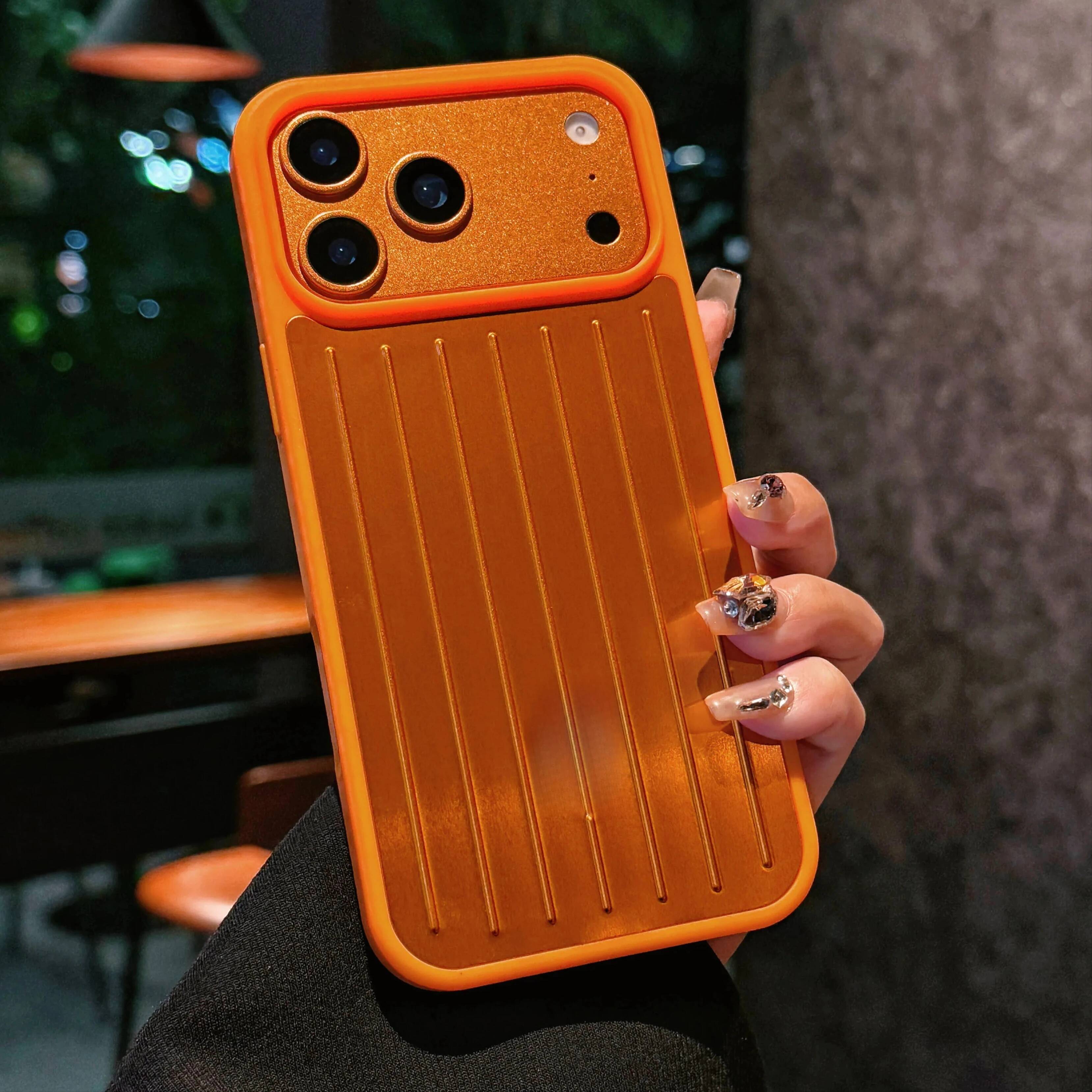 3D Corrugated Stripe Stylish Business Luggage Phone Case for IPhone 17 Pro Max 16 15 14 13 Cover Shockproof Bumper Luxury Funda