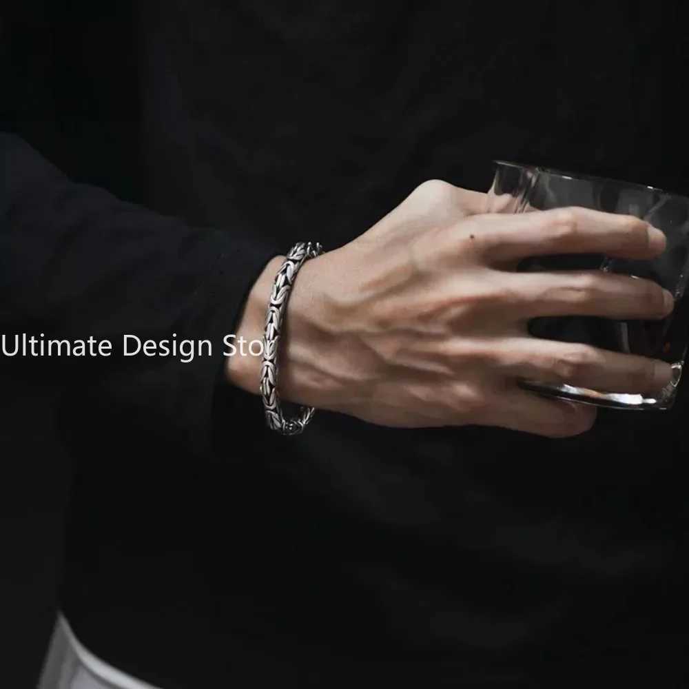 Retro Double Dragon Head Dragon Bone Bracelet Mens Dominance Personality Hip Hop Gangster Handsome Advanced Birthday Gift Y250329