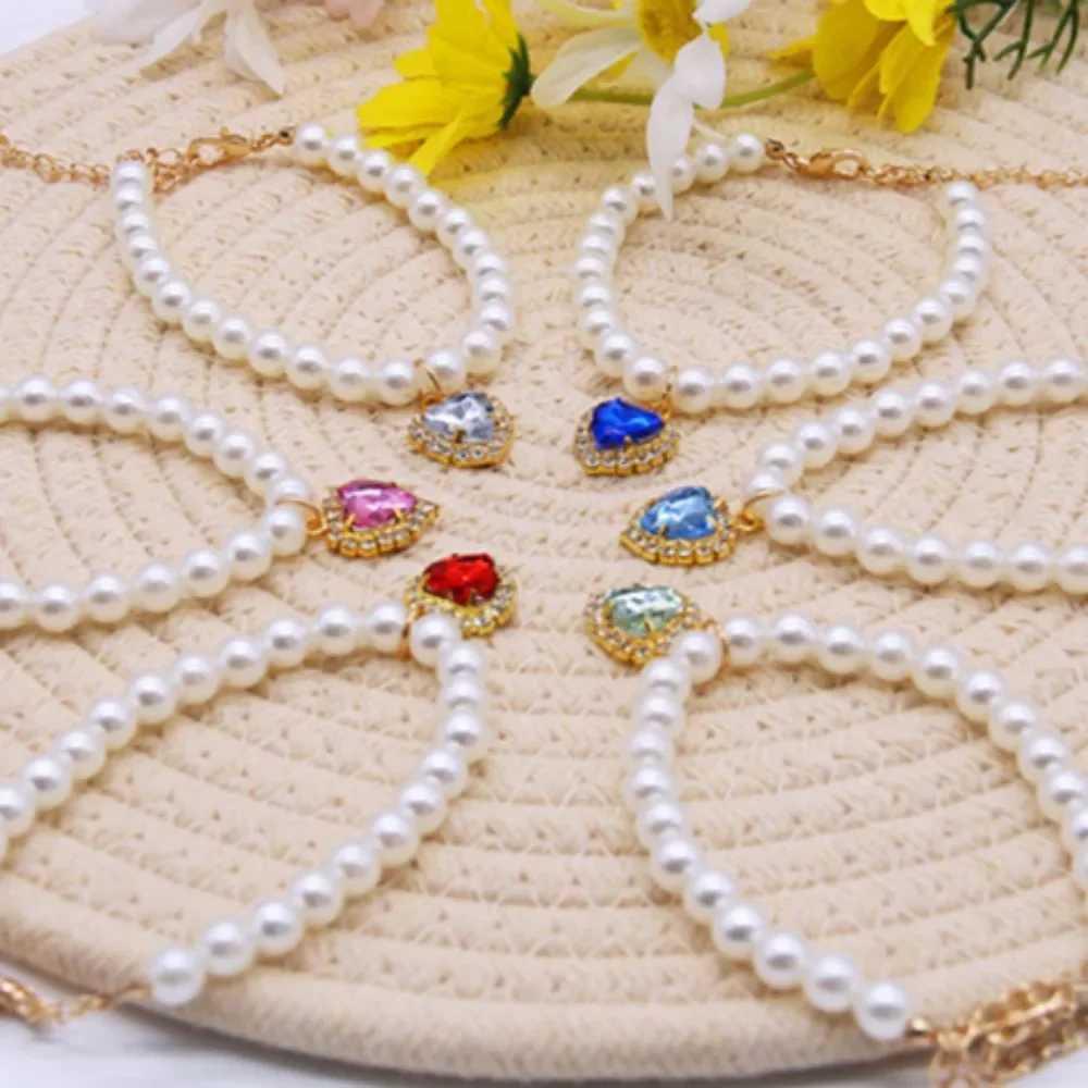 Luxury pearl pet collar pet cat and dog collar love pendant pet supplies love crystal necklace kitten necklace X250401