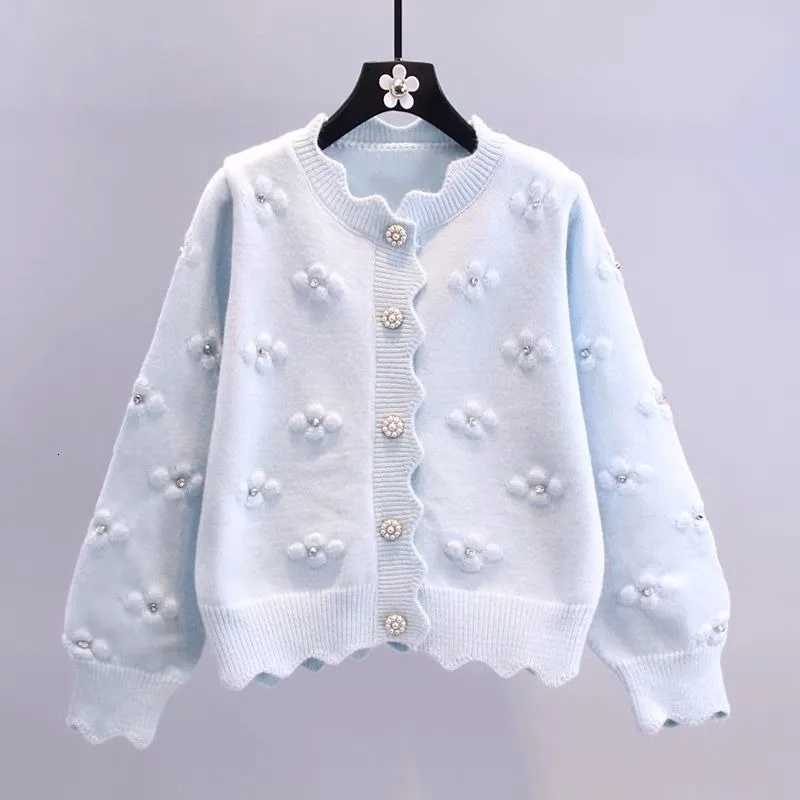 Round O Neck Womens Cardigans Flower 2025 Trending Fashion Korean Streetwear Trend Youth Style Chic Solid Ladies Knit SweatersT251101