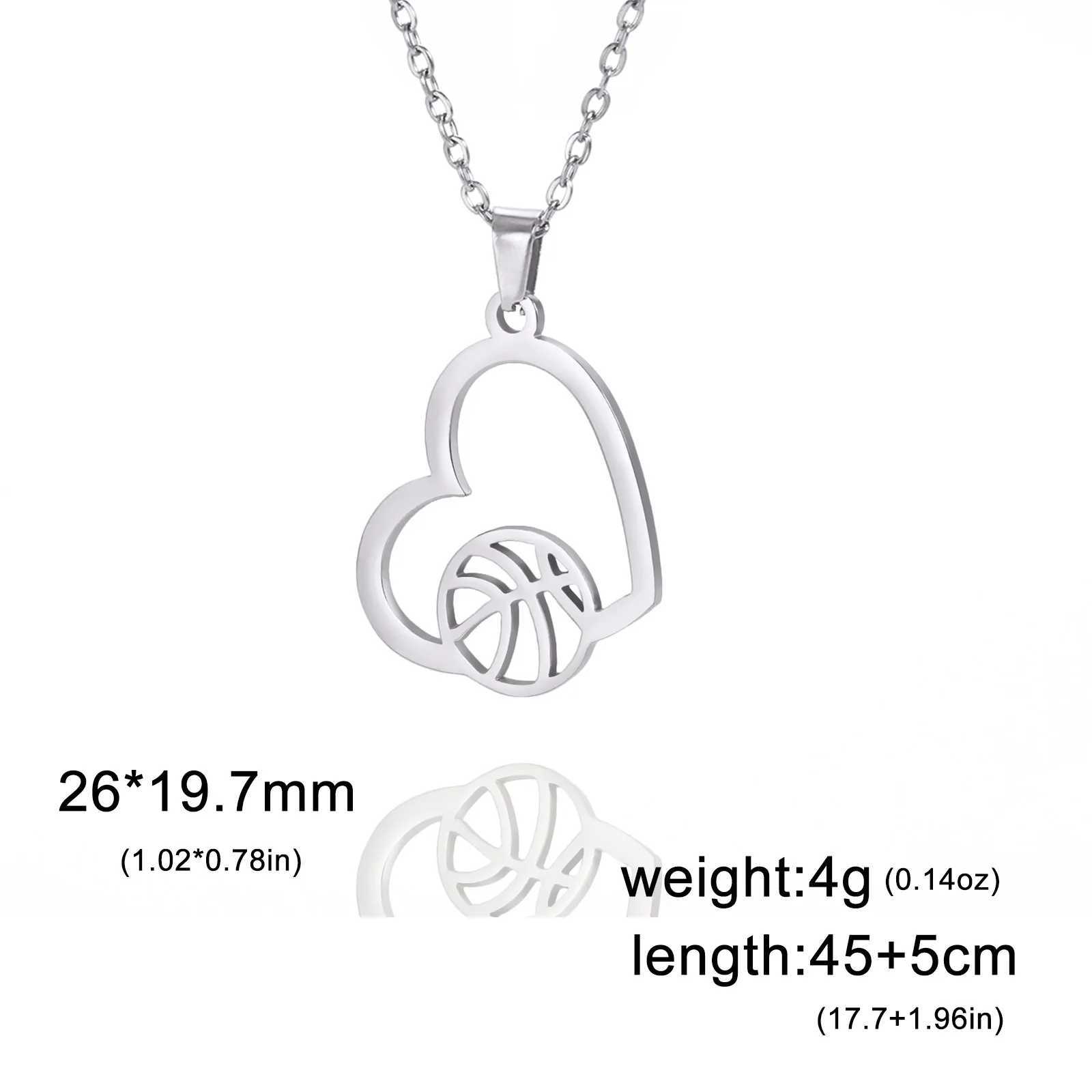 HIPEE Fashion Volleyball Heart Pendant Necklace for Woman Girls Heart Sports Chain Necklaces 316L Stainless Steel Jewelry GiftsC250407