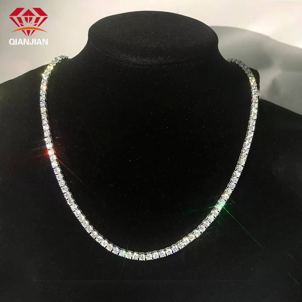 Moissanite Jewelry D Class Moissanite Tennis Necklace Sterling Silver Tennis Link Chain Moissanite Diamond Tennis Chain Necklace