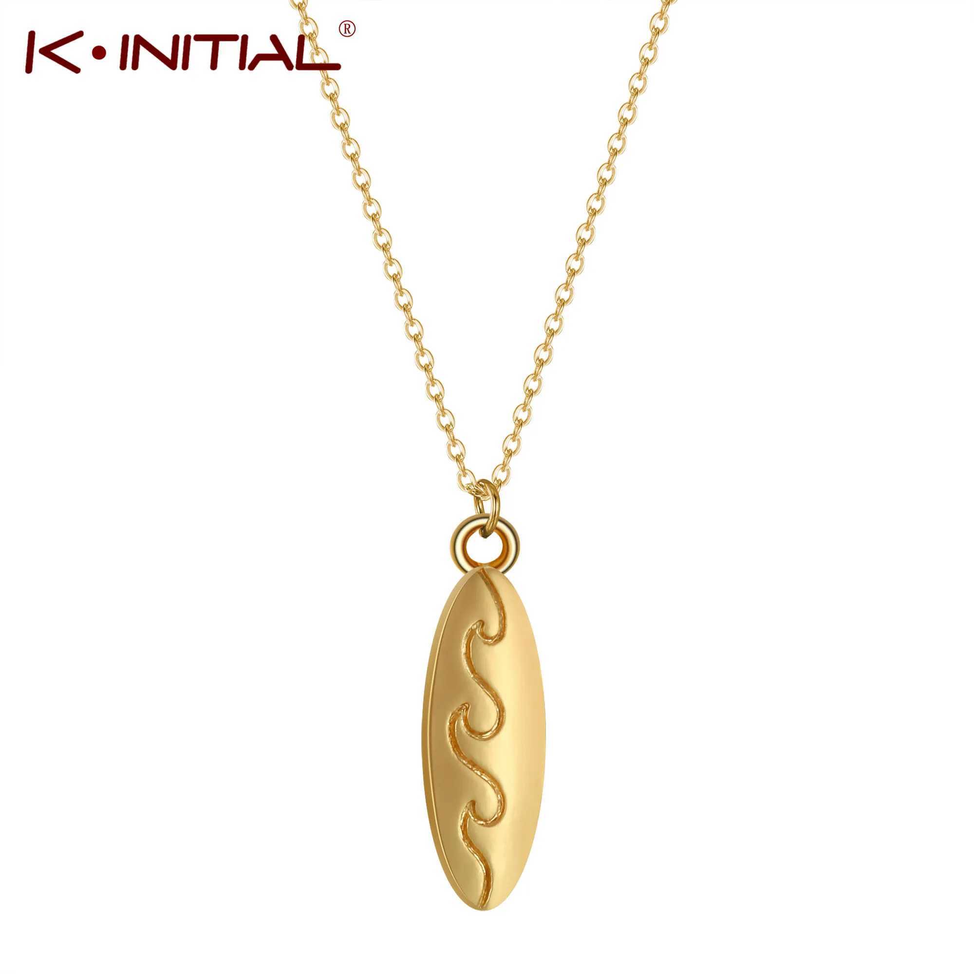 Kinitial Fashion Ocean Wave Surfboard Necklace For Women Man Lovers Sharp Surfboard Shape Pendant Necklace Engagement JewelryC250407