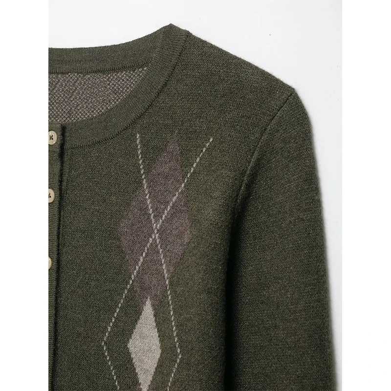 Womens Knit Cardigan Sweater Autumn Winter Fashion Argyle Belt Sweaters Vintage Female Outerwear Chic TopsT251101