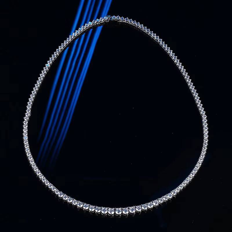 Wholesale Moissanite jewelry necklace tennis chain 04CT three claw gradient VVS1 GRA Certificate 925 silver jewelry for women