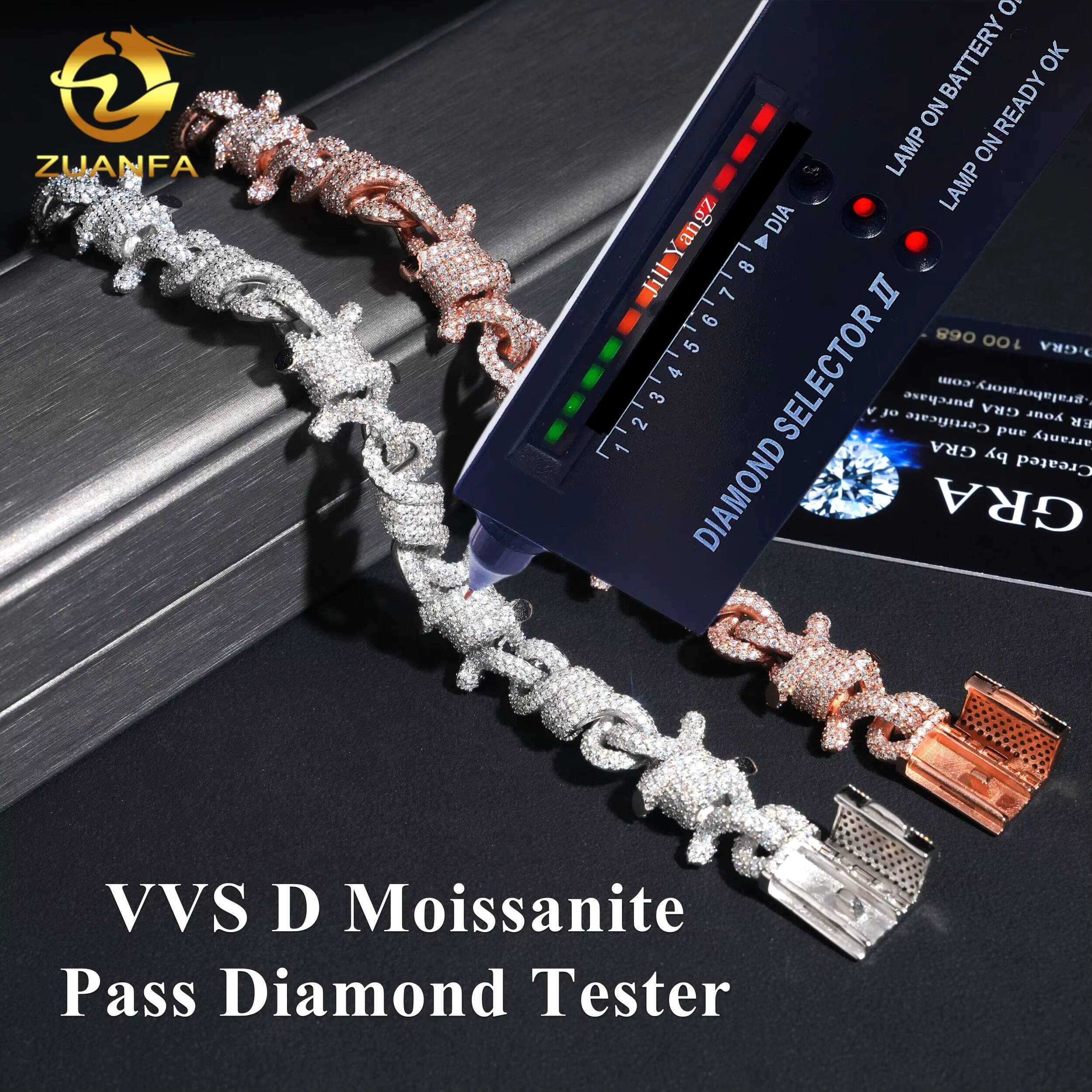 New Design 15mm 3d Wire Moissanite Bracelet Cuban Link Chain Moissanite Cuban Chain Moissanite Cuban Link Bracelet