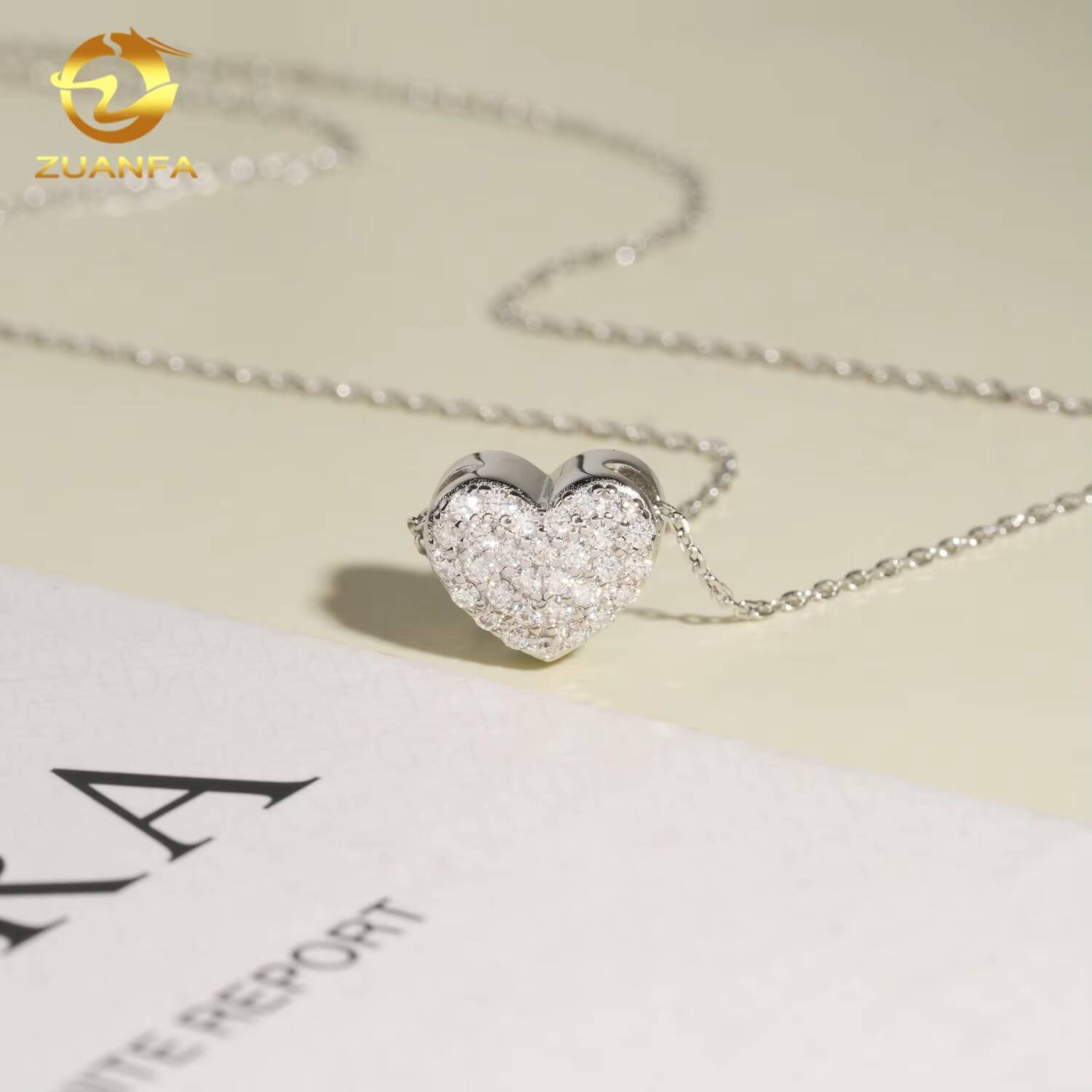 Fashion Women Moissanite Necklace 925 Silver Gift Anniversary Charm Heart Pendant Necklace Pass Diamond Test Ready to Ship
