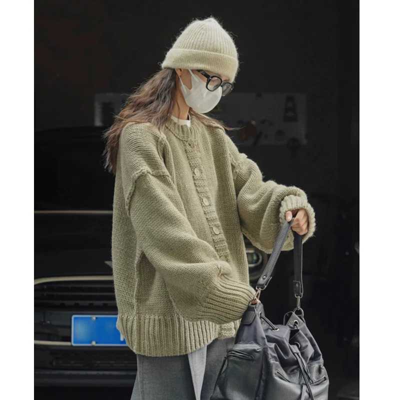 Autumn and Winter Fashion Womens New Womens Crew Neck Cardigan Sweater Casual Button Singlebreasted Knitwear TopT251101