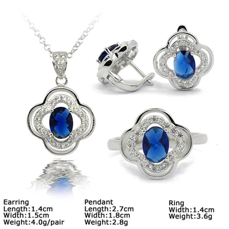 Pendant Necklace Earrings Ring 925 Silver Wholesale Luxury Wedding Jewelry Sets CZ Cubic Zircon Ruby Jewelry Set