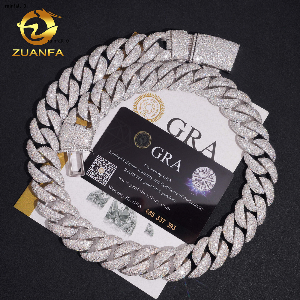 20mm Big Cuban Chain VVS Moissanite Box Lock Necklace Solid 925 Silver Hip Hop Jewelry Iced Out Miami Cuban Link Chain Bracelet