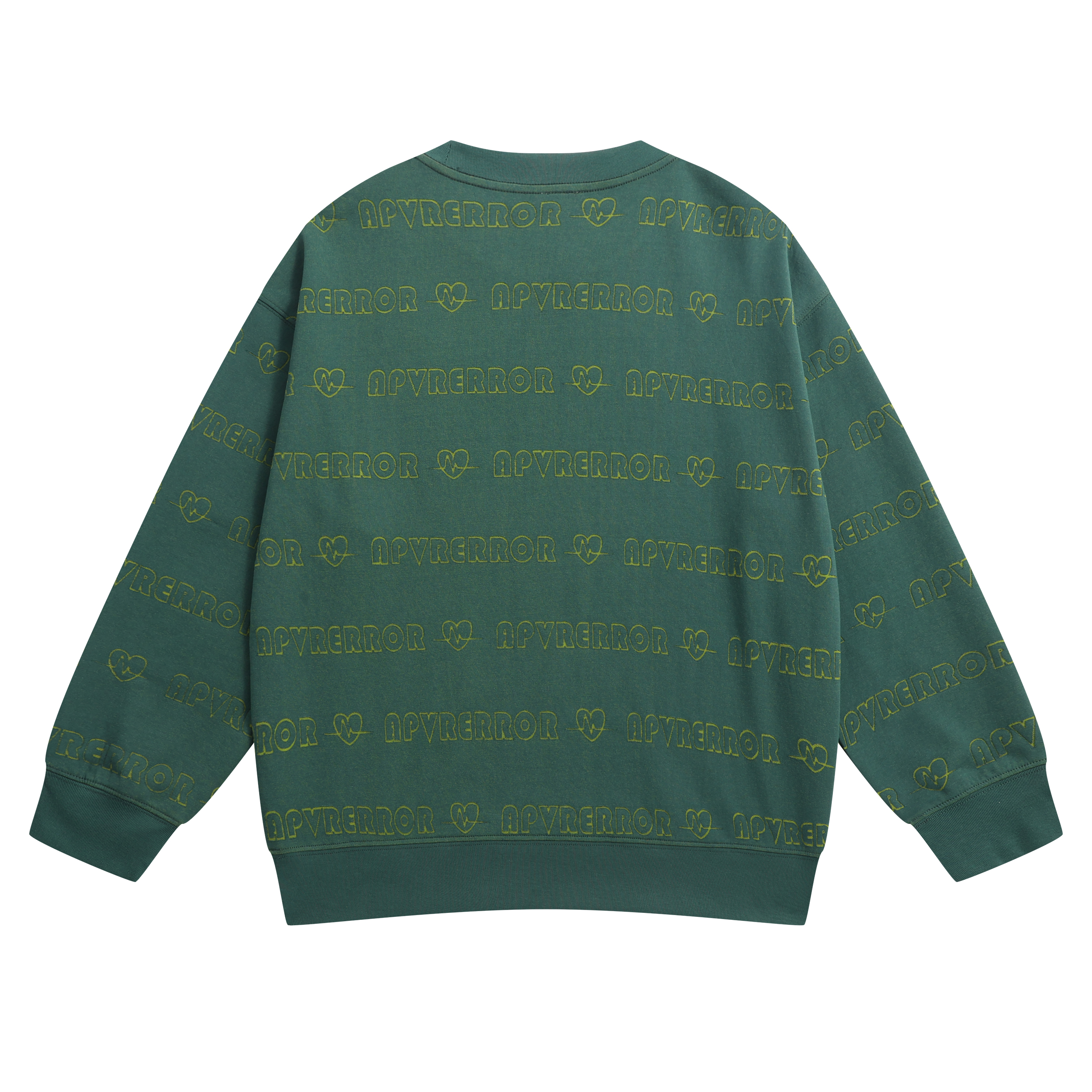 LENLOUES Men's Crew Neck Sweatshirt - Mamba Cotton Double-Sided Long Sleeve with APVRERROR Burnout Print, Casual Streetwear Top for Daily & Outdo