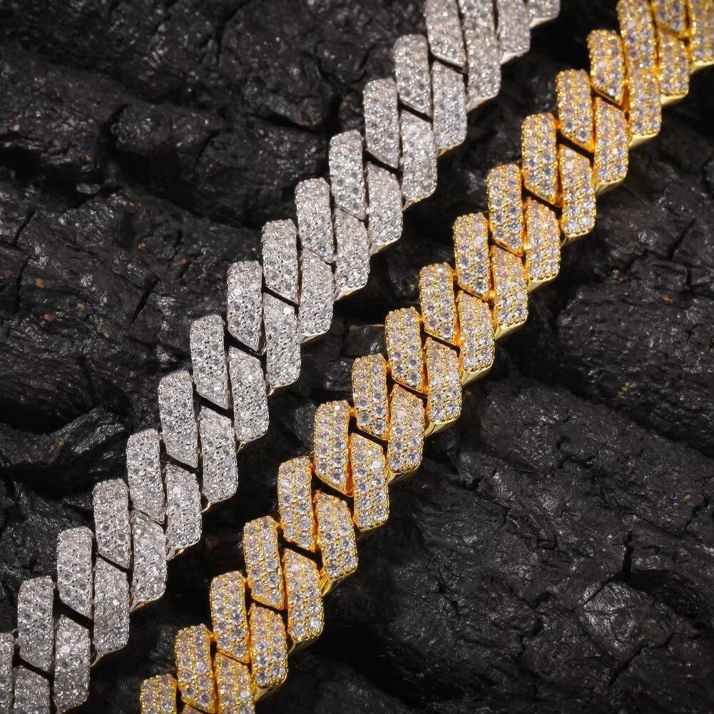 Premium 925 Silver Moissanite Diamond 14MM Cuban Chain Timeless Iced Hip Hop Style Necklace Luxury Jewelry for Men Weddings