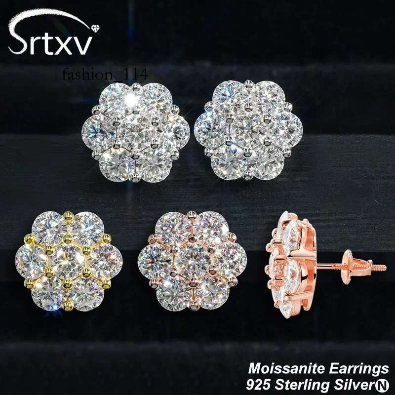 7cttw Full Moissanite Earrings Sterg Sier wer Shape Dia D Color VVS1 Ear Studs Wedding Jewelry Gifts Certificate