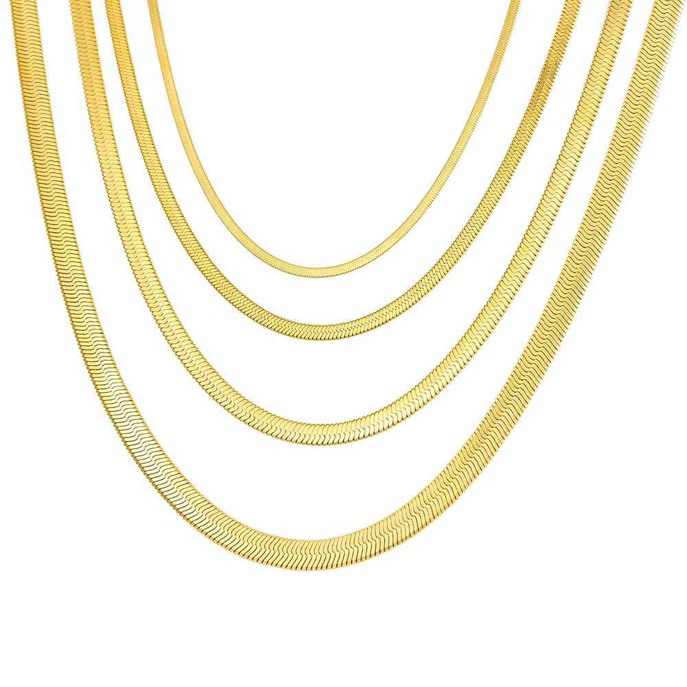 Stainless Steel Necklaces Herringbone Blade Snake Chain Light Luxury Unisex Clavicle Choker Men Necklace For Women Jewelry GiftsC250407