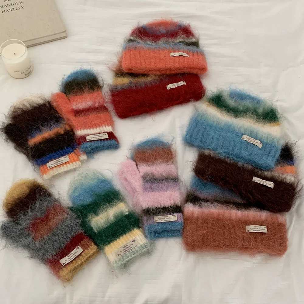 2025 Y2K Colorful hats and gloves Casual Beanies for Women Fashion Knitted Winter Hat Hiphop Skullies Hat Bonnet Unisex CapXJ251101