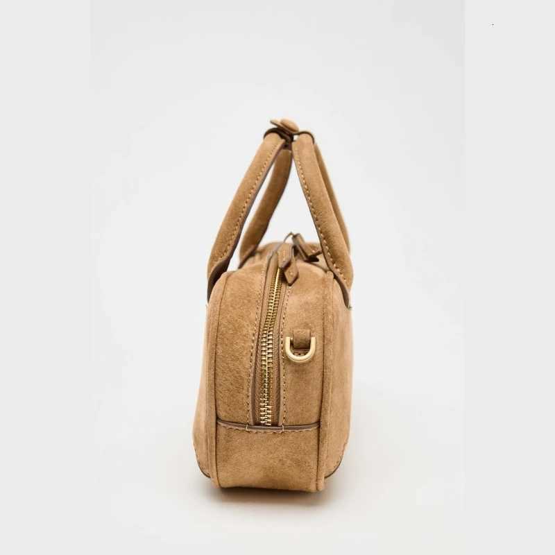 Designer bag MINI DOUBLE HANDLE SUEDE BAG Luxury Design New in Handbags Wens Casual Baguette Bag with Removable Crossbody Strap Y251101