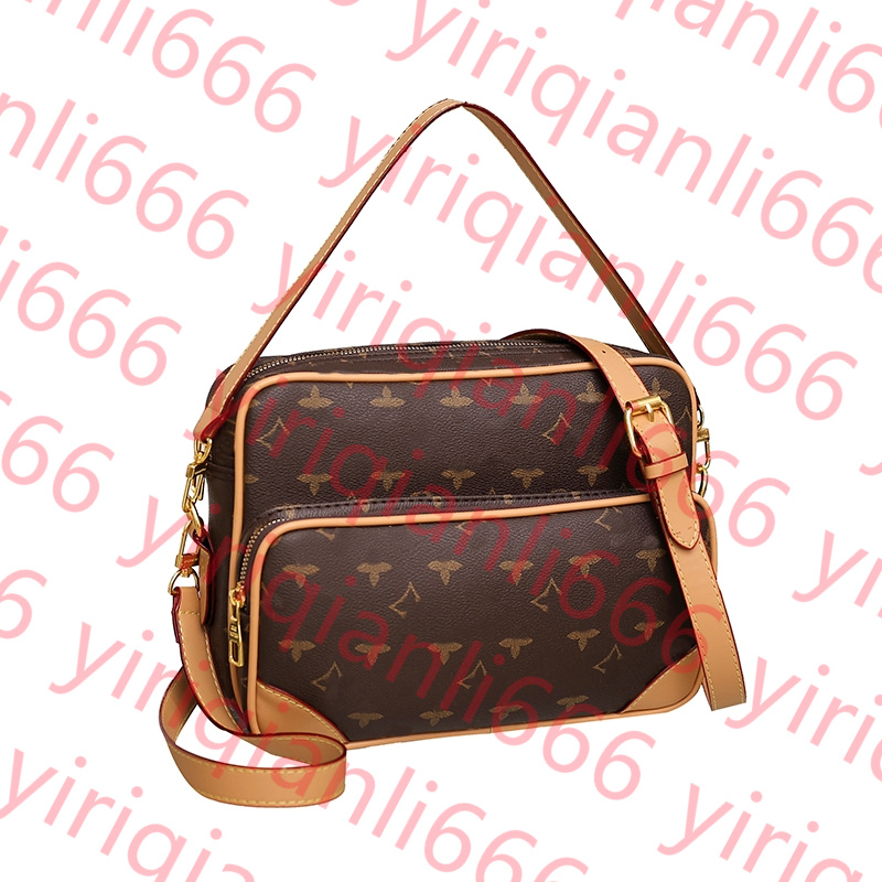 New Designer Men's Leather Black Flower Messenger Crossbody Shopping Plain Shoulder Bag Handbag Women's purse Purse Tote bag