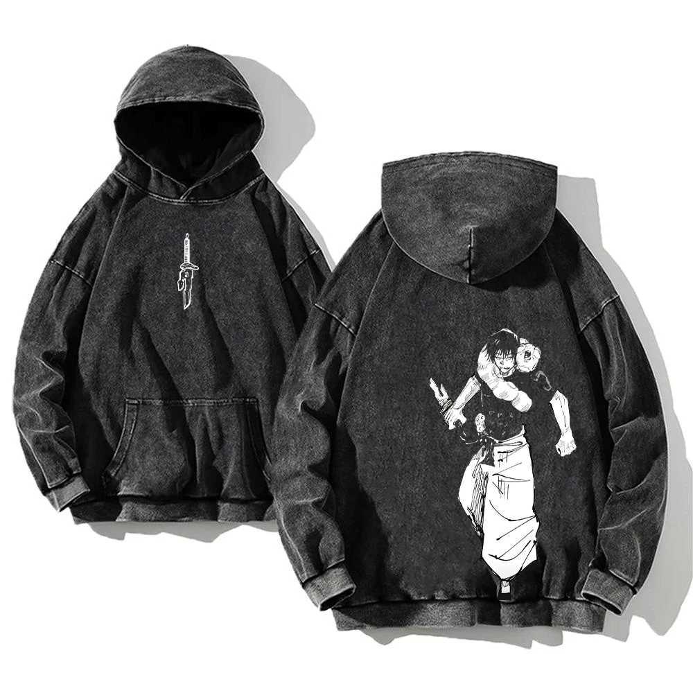 Jujutsu Kaisen Anime Acid Hoodies Contain Cotton Mens Clothing Vintage Washed Hoodies Long Sleeve Hip Hop Sweatshirt Unisex1 D251101