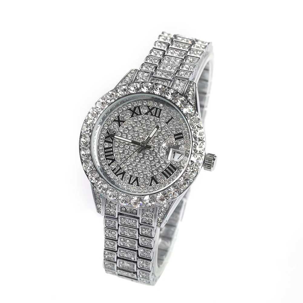 Uwin Womens Baby Pink Iced Out Quartz Clock Small Dial Luxury Rhinestone Waterproof Wrist Small Size For WomenW251031