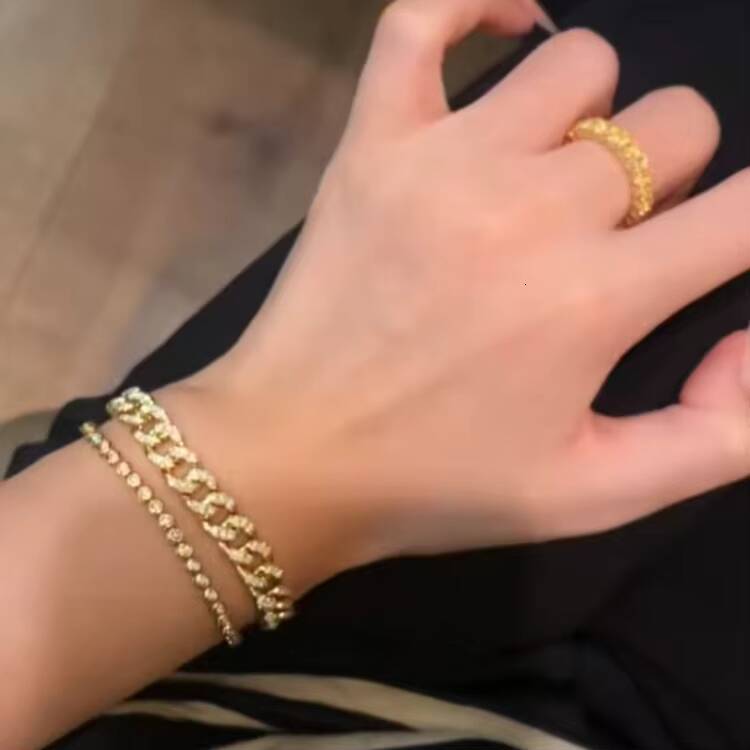 Hiphop Fashion 18K Cuban Natural Diamond Bracelet Full Diamond Exaggerated Jewelry Couple Chain