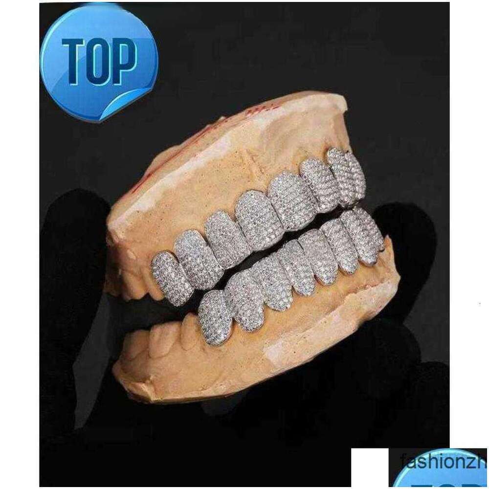 Grillz Dental Grills Mouth Exclusive Customization Moissanite Teeth Iced Out Hop Sier Decorative Braces Real Dia Bg Toot Dht8S