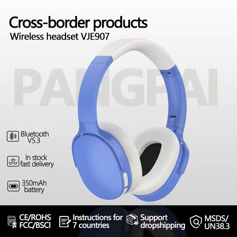 Vje907 JL Wireless for Bluetooth Earphones V5.3 Standard Head-Mounted Subwoofer LED Three Sound Noise Cancelg TWS Headphones