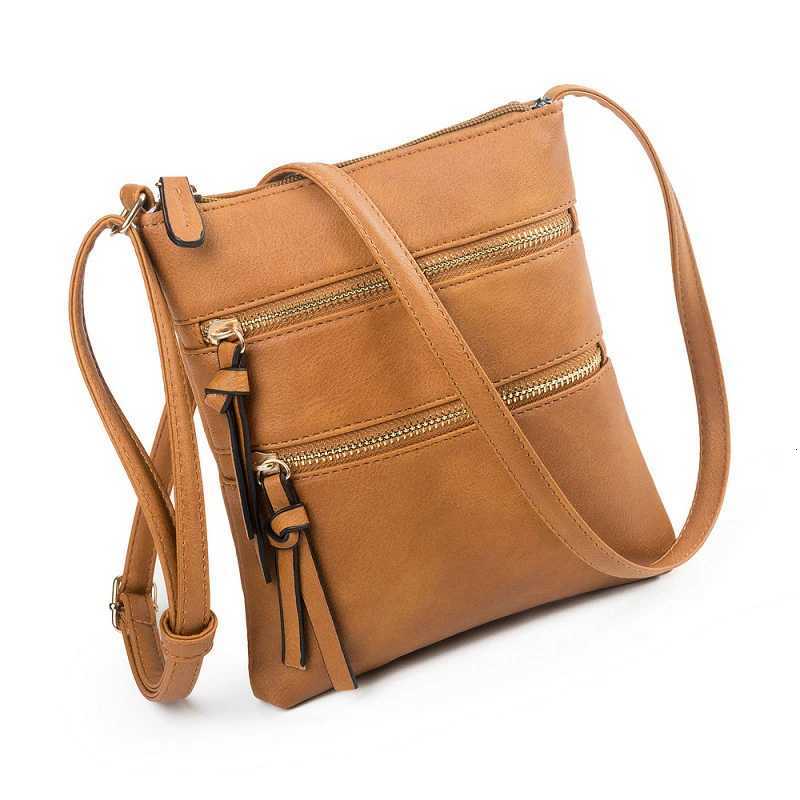 Ladies Crossbody PU Leather Leisure Pure Color Multifunctional Pocket Double Zipper Vertical Womens Bag Shoulder BagW251101
