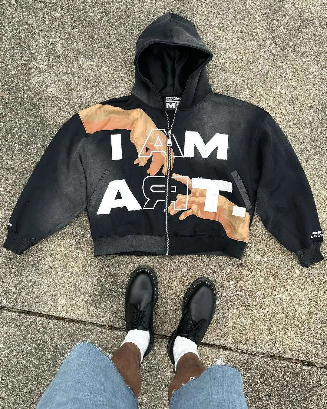 Hip-Hop Trendy Streetwear Y2k Haruku American Retro Letter Print Zipper Hoodie Men's Punk Casual Colorful Oversized Sweatshirt