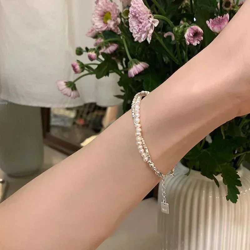 925 sterling silver bracelet double-layer pearl bracelet womens retro luxury design beads Korean jewelry charm bracelet Y250329