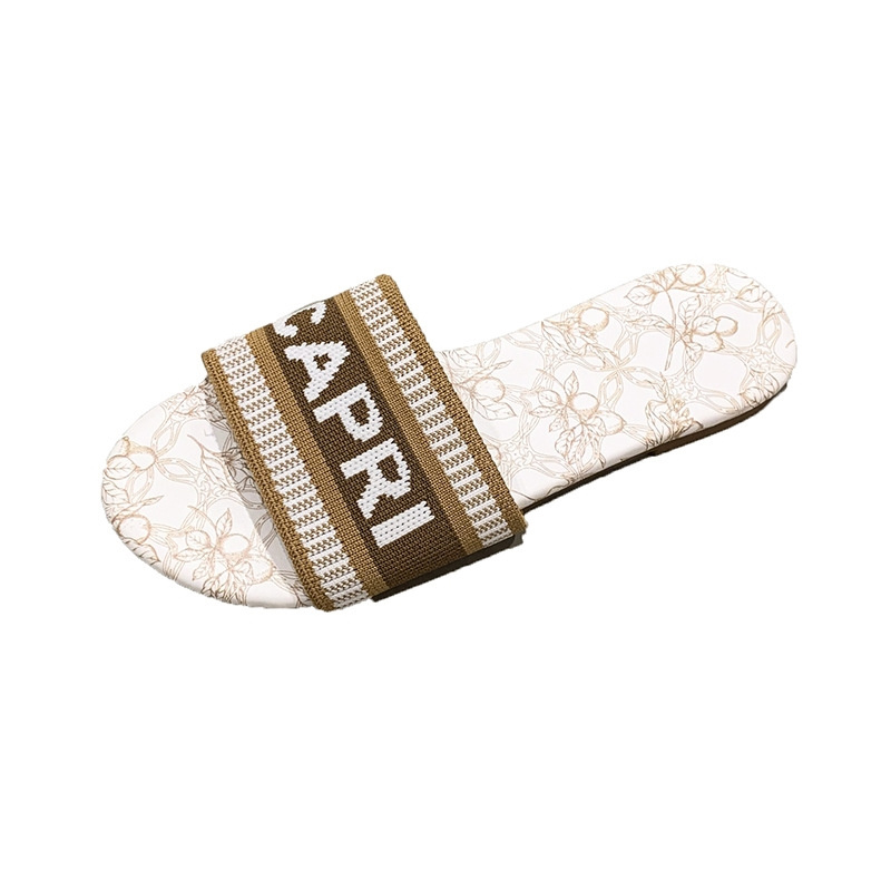 Designer slippers free shipping 2025 new women's fashionable casual embroidered letter beach sandals daily wear outdoor
