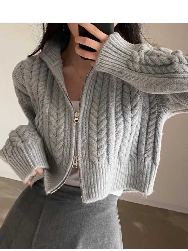 New Fahsion Zipper Long Sleeve Knitted Cardigan Women Sweaters Autumn Winter Slim Elegant Womens Sweaters Coat Winter ClothesT251101