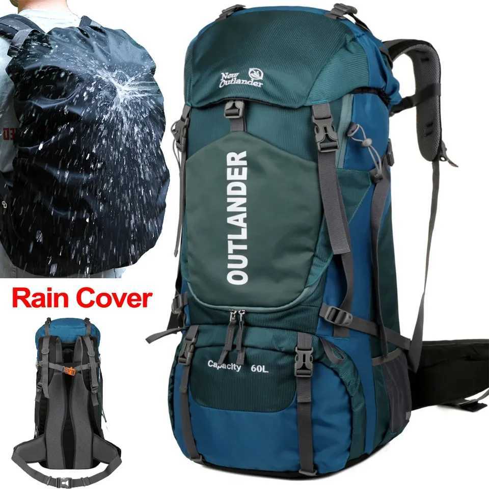 60L Camping Backpack Travel Outdoor Bag Men With Rain Cover Large Hiking Shoulder Waterproof Trekking Mountaineering RucksackC250401