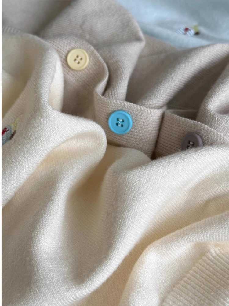 Autumn Winter 2025 Soft Elegant Oneck Loose Casual Sweaters Women Knitted Chic Embroidery Cardigan Basic Colorful Buttons TopsT251101