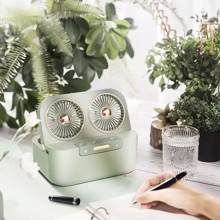 One 2025 Top Sale Double Motor Mist Portable Rechargeable Table Fan Water Spray