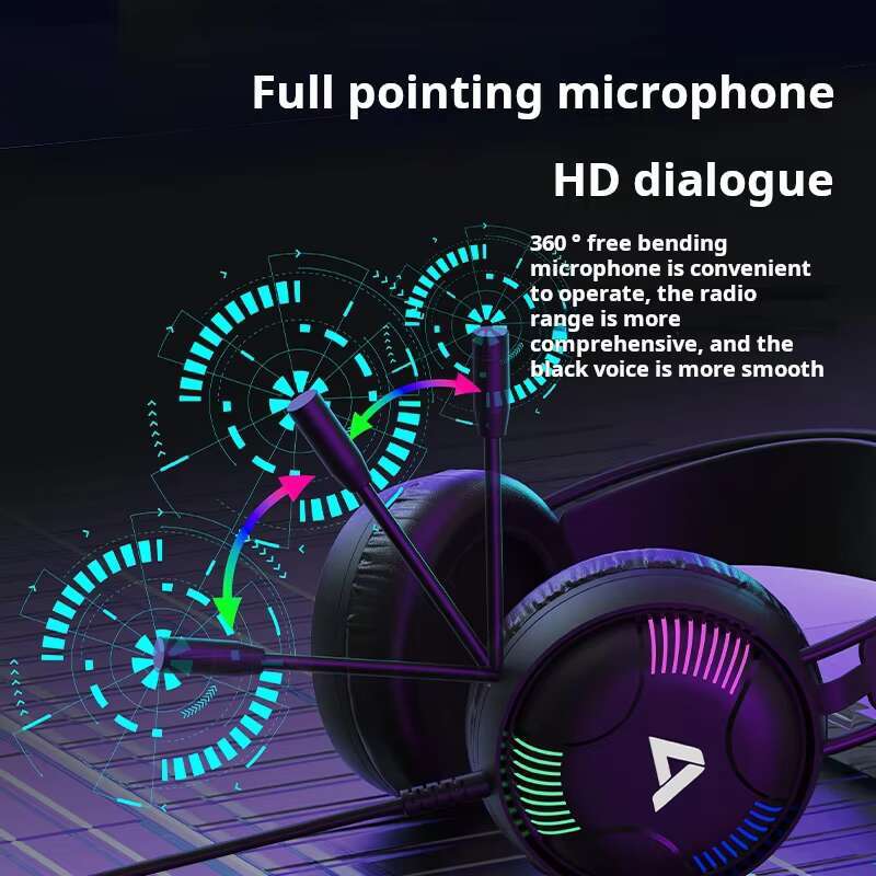 Three-Color Cool Rgb Light Functional Features Gaming Earphones Headsets With Mic