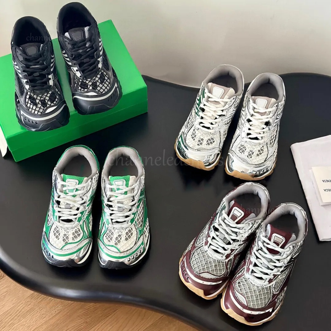 Designer Sneaker Shoes Men Women Sneakers Sports Breathable Leather Mesh Matching Lace Up Casual Thick Soled Mixed Color Running Shoes With box Eur 35-48