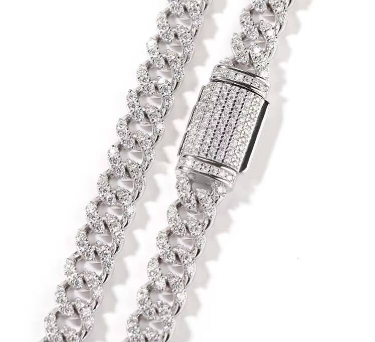 Hip Hop 6mm925 Silver Moissanite Mens Custom Cuban Chain