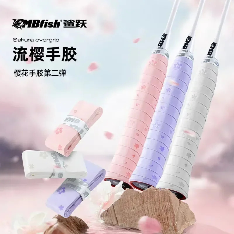 3 pieces of cherry blossom petal super grip badminton racket anti slip and sweat absorbing pad grip strap 250327
