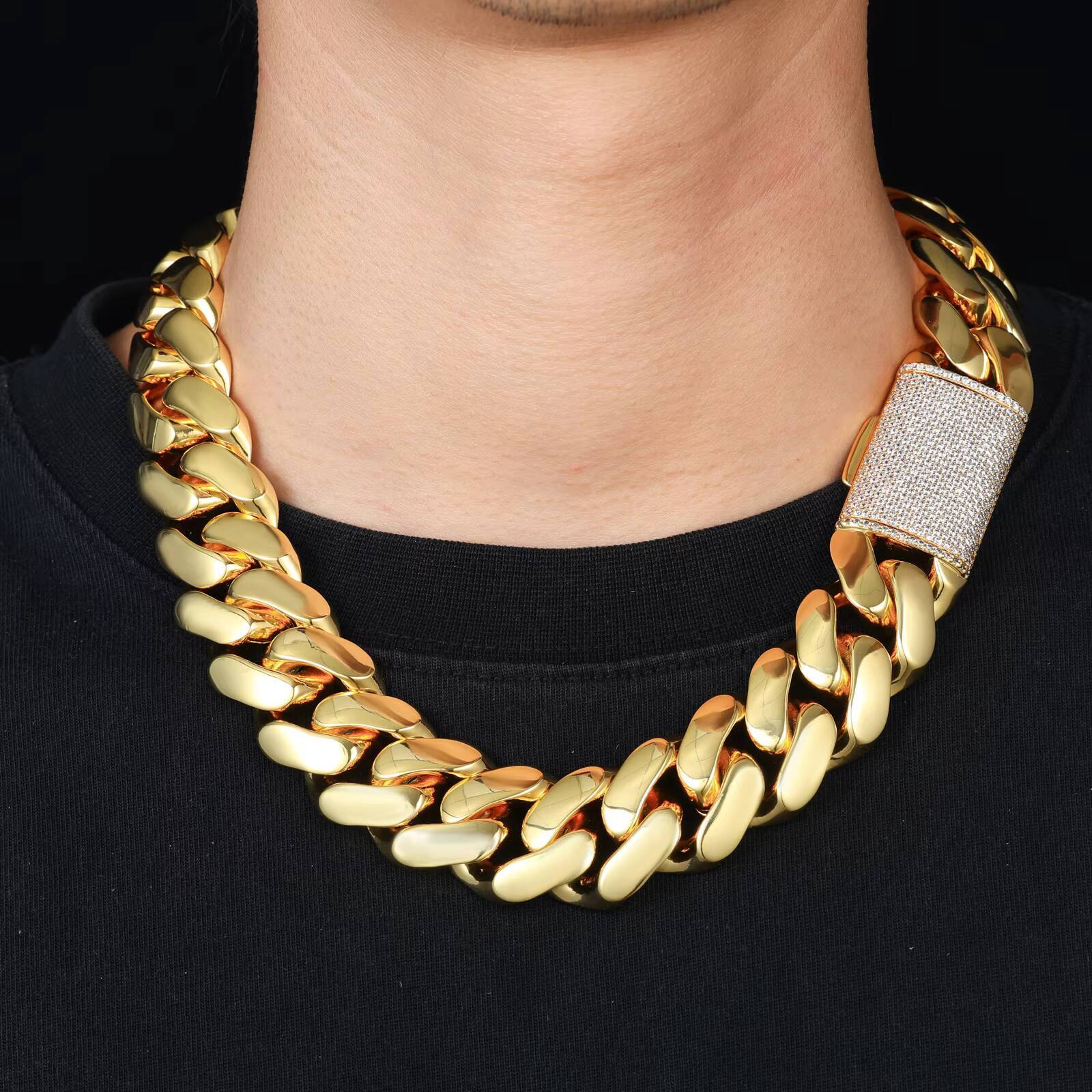 Hiphop Necklace 18k Gold Plated 25mm Gold Thick Style Custommade Cuban Chain Necklace From Miami Cuban Chain Necklace