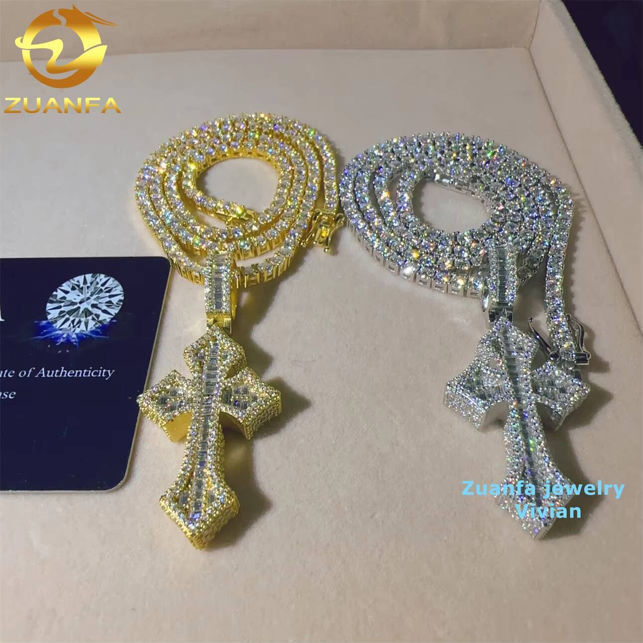 Custom Hip Hop Pendant D Color VVS Moissanite Diamond Fine Jewelry Fashion Luxury Sterling Silver 925 Moissanite Cross Pendant