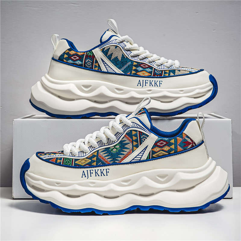 2025 Summer New Mens Platform Running Shoes Breathable Anti Slip Sneakers Trendy Printed Casual Shoes free shipping hot sale