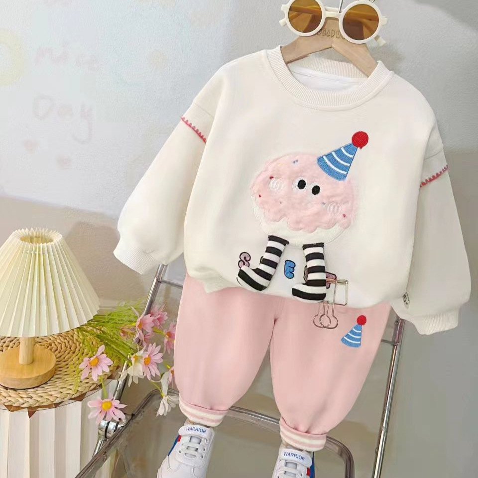 babydesigner clothes 2025 Girls 2-Piece Set Long Sleeve Outfit Cute Baby Clothes Comfortable Spring Fall Toddler Wear