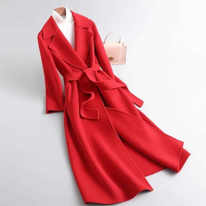 Doublesided Cashmere Wool Coat Womens Long 2025 Autumnwinter New Fashion Temperament Overtheknee Highgrade Woolen CoatsT251101